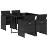 vidaXL 5 Piece Garden Dining Set with Cushions Black Poly Rattan