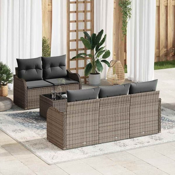 vidaXL Garden Sofa Set Grey Poly Rattan