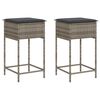 vidaXL Garden Bar Stools with Cushions 2 pcs Grey Poly Rattan