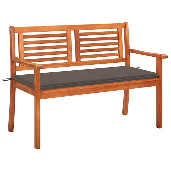 vidaXL 2-Seater Garden Bench with Cushion 120 cm Solid Eucalyptus Wood