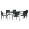 vidaXL 7 Piece Garden Dining Set with Cushions Poly Rattan and Steel