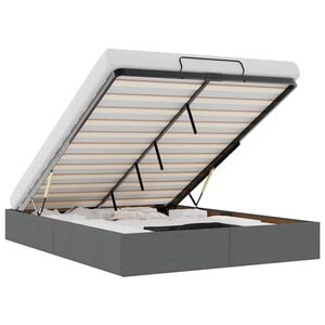 vidaXL Ottoman Storage Bed Frame without Mattress Dark Grey Double Fabric