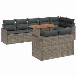 vidaXL Garden Sofa Set 9 pcs 8-Seater Grey