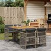 vidaXL 5 Piece Garden Dining Set with Cushions Grey Poly Rattan