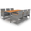 vidaXL 7 Piece Garden Dining Set Poly Rattan Grey