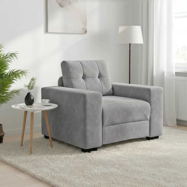 vidaXL Sofa Chair Light Grey 60 cm Velvet