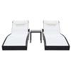 vidaXL Sun Loungers 2 pcs with Table Poly Rattan and Textilene Black