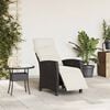 vidaXL Reclining Garden Chair with Side Table Black Poly Rattan