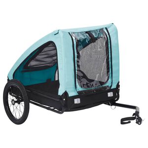 vidaXL Pet Bike Trailer | Blue and Black | Oxford fabric (100% polyester), Steel