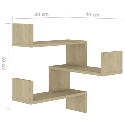 vidaXL Wall Corner Shelf 2 pcs Sonoma Oak 40x40x50 cm Engineered Wood