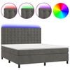 vidaXL Box Spring Bed with Mattress&LED Dark Grey 153x203 cm Queen Size Velvet