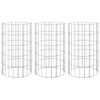 vidaXL Circular Gabion Raised Beds 3 pcs Galvanised Steel Ø30x50 cm