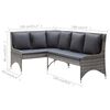 vidaXL Garden Corner Sofas 2 pcs Poly Rattan Grey