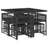 vidaXL 9 Piece Garden Dining Set with Cushions Black Poly Rattan