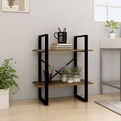 vidaXL 2-Tier Book Cabinet Honey Brown 60x30x70 cm Solid Pine Wood