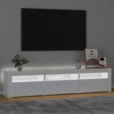 vidaXL TV Cabinet with LED Lights High Gloss White 180x35x40 cm