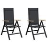 vidaXL Reclining Garden Chairs 2 pcs Black Textilene