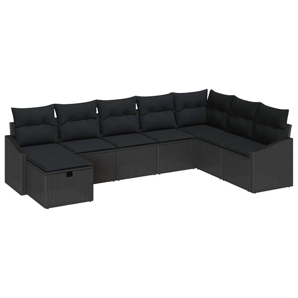 vidaXL Garden Sofa Set 8 pcs Black 55 x 62 x 69 cm Poly rattan