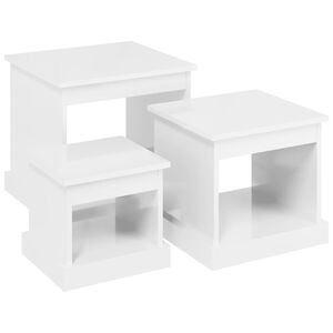 vidaXL Coffee Tables 3 pcs High Gloss White Engineered Wood