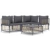 vidaXL 5 Piece Garden Lounge Set with Cushions Anthracite Poly Rattan