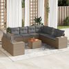 vidaXL 10 Piece Garden Sofa Set with Cushions Beige Poly Rattan