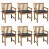 vidaXL Garden Chairs 6 pcs with Anthracite Cushions Solid Teak Wood