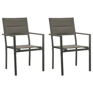 vidaXL Garden Chairs 2 pcs Textilene and Steel Grey and Anthracite