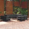 vidaXL 11 Piece Garden Lounge Set with Cushions Black Solid Pinewood