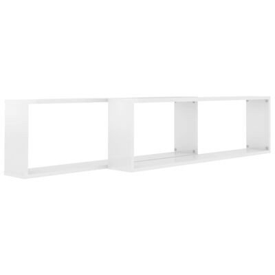 vidaXL Wall Cube Shelf 2 pcs High Gloss White 100x15x30 cm Engineered Wood