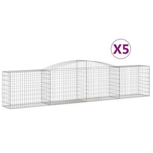 vidaXL Arched Gabion Baskets 5 pcs 400x50x80/100 cm Galvanised Iron
