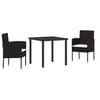 vidaXL Garden Dining Set with Cushion 9 pcs Black Poly Rattan