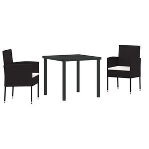 vidaXL Garden Dining Set with Cushion 9 pcs Black Poly Rattan