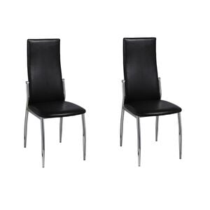 vidaXL Dining Chair | Set of 2 | Black | Synthetic leather, chrome | Medium