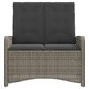 vidaXL Reclining Garden Bench with Cushions Grey Poly Rattan
