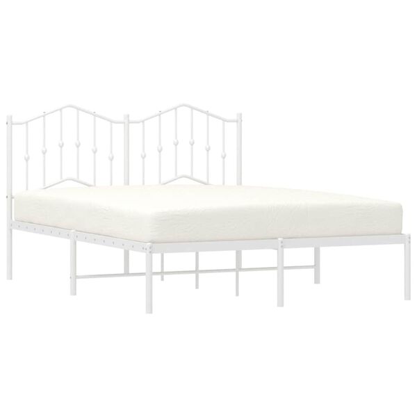 vidaXL Metal Bed Frame without Mattress with Headboard White 150x200cm