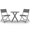 vidaXL 3 Piece Folding Bistro Set Steel Grey