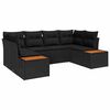 vidaXL Garden Sofa Set 6 pcs Black Poly Rattan