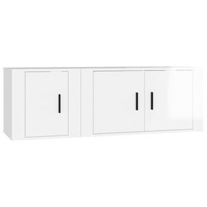 vidaXL 2 Piece TV Cabinet Set High Gloss White Engineered Wood
