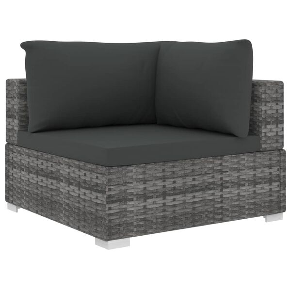 vidaXL 8 Piece Garden Lounge Set with Cushions Poly Rattan Grey