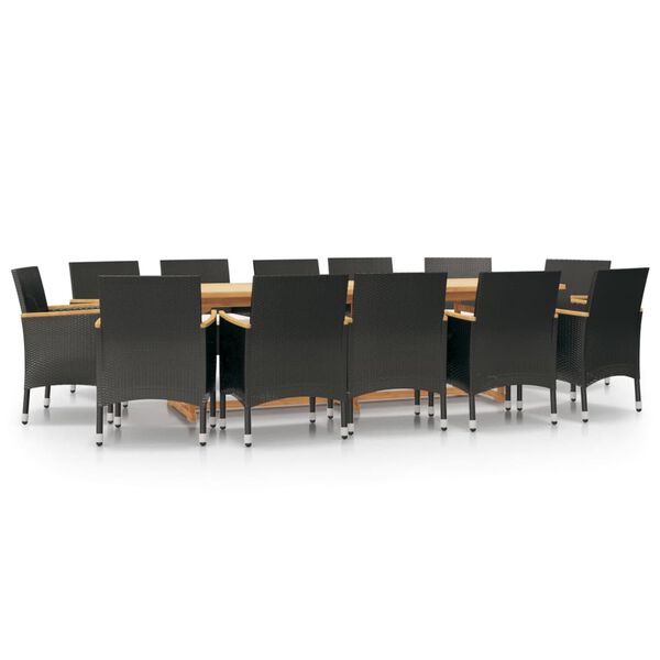 vidaXL 13 Piece Garden Dining Set with Cushions Black