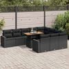 vidaXL 11 Piece Garden Sofa Set with Cushions Black Poly Rattan