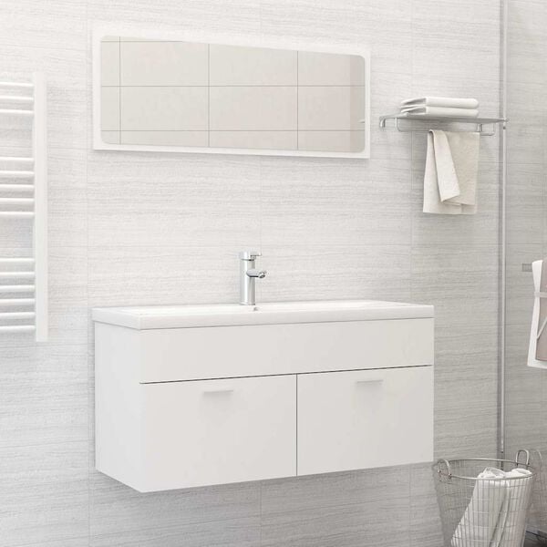 vidaXL 2 Piece Bathroom Furniture Set White Engineered Wood