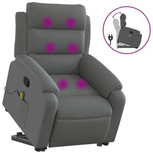 vidaXL Stand up Massage Recliner Chair Dark Grey Fabric