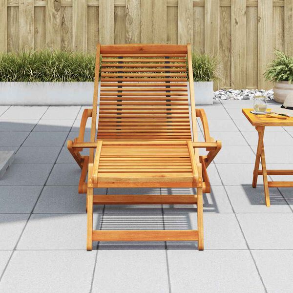 vidaXL Deck Chair with Footrest Solid Acacia Wood