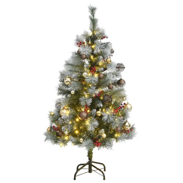 vidaXL Artificial Hinged Christmas Tree 150 LEDs & Ball Set 120 cm
