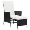 vidaXL Reclining Garden Chair with Cushions Poly Rattan Black