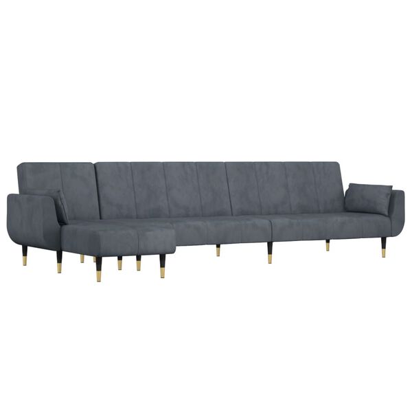 vidaXL L-shaped Sofa Bed Dark Grey 275x140x70 cm Velvet