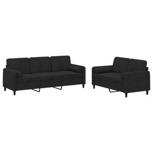vidaXL 2 Piece Sofa Set with Pillows Black Velvet
