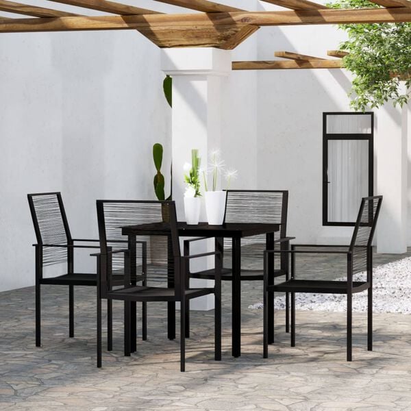 vidaXL 5 Piece Garden Dining Set Black