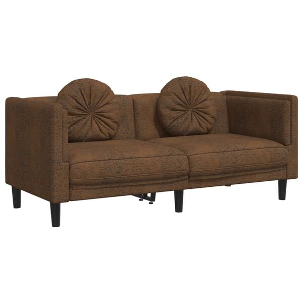 vidaXL 2 Piece Sofa Set with Pillows Brown Velvet
